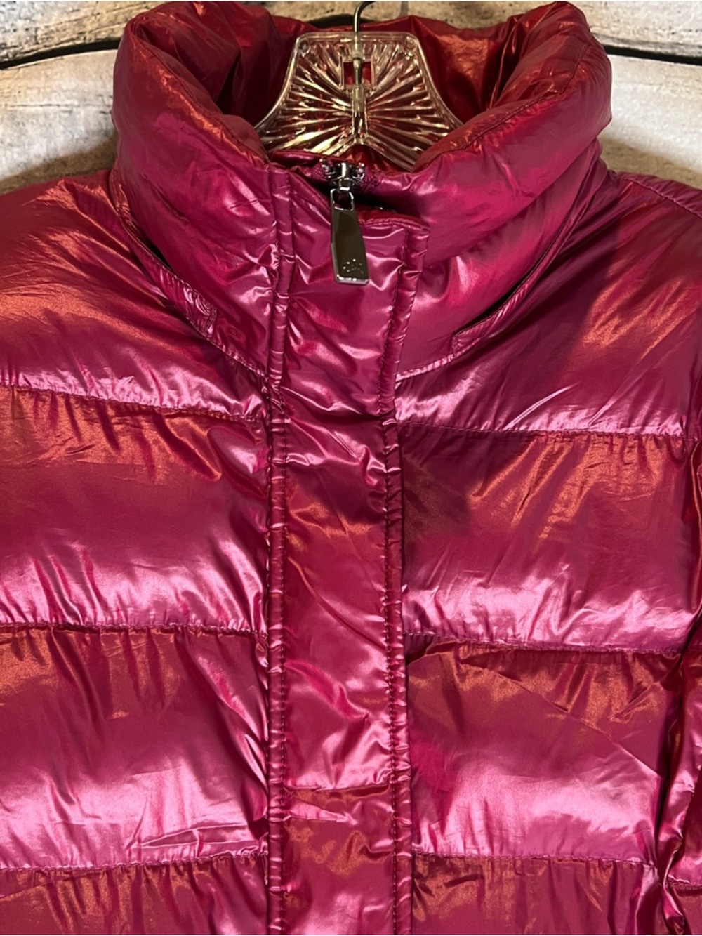 Calvin Klein Raspberry Pink Burgandy Packable Down Quilted Puffer Jacket Coat - Picture 3 of 12